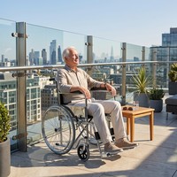 Fauteuil roulant manuel pliant en acier chromé avec coussin rigide, capacité de charge 100 kg, dispositif médical