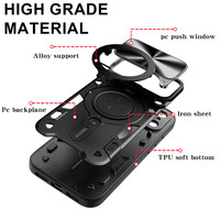 Pour Apple iPhone 11 12 13 14 15 16 Pro Max 17 Air Pushing Window Support magnétique antichoc Housse de téléphone portable