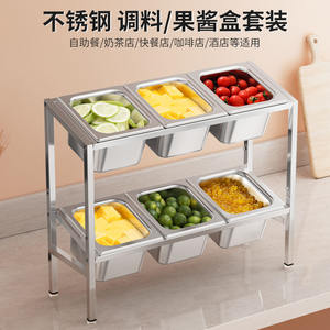 Estante de servicio inclinado de doble capa de acero inoxidable Yongkang para tiendas de té con leche, uso comercial con tapa, resistencia a la corrosión - Product Image 4