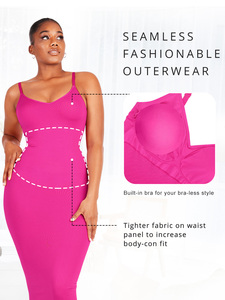 Vestido Maxi Bodycon Sin Costuras con Cuello en V y Faja Integrada, Elegante y Casual, Ecológico, de Venta al por Mayor para Mujer - Waistdear - Product Image 2