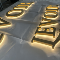 Huruf Saluran LED Kustom, Huruf Logam Bercahaya, Tahan Air, Baja Anti Karat, Papan Nama Bisnis dengan Penerangan Depan untuk Etalase Toko