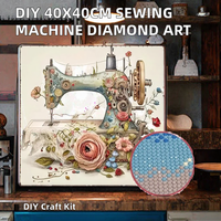 Kit de broderie diamant 5D DIY 40x40cm pour machine à coudre, avec strass ronds complets, motif floral vintage, mosaïque artistique, décoration murale, cadeau artisanal