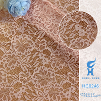 Tissu en dentelle brodée multicolore 100 % polyester de marque HG avec motif floral ajouré pour robe de soirée