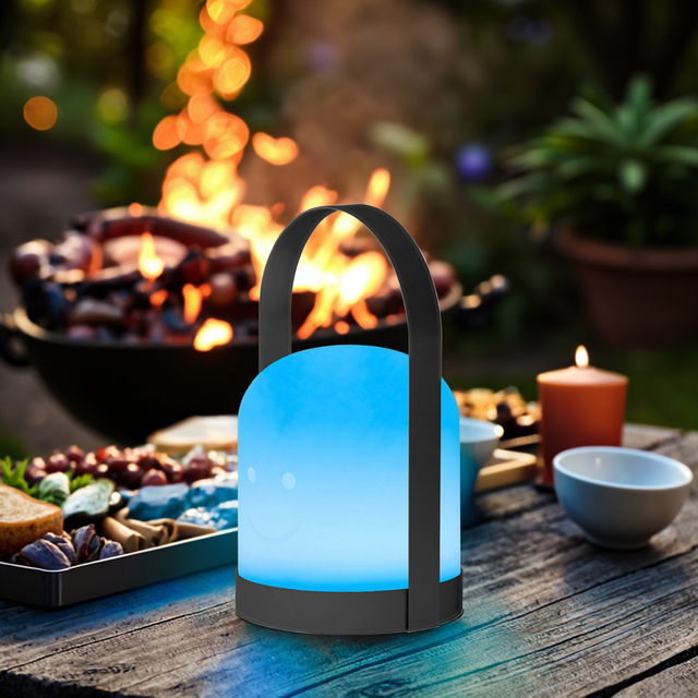 Portable Rechargeable LED Night Lamp Waterproof Smile Lantern Light for Outdoor Use Electric Battery Operated