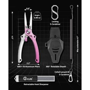 Cvlife Fishing Pliers 7.5 Inch Aluminum Alloy With Stainless Steel Hook Remover <b>Kit</b> For Saltwater Fishing Portable <b>Tool</b> - Product Image 5