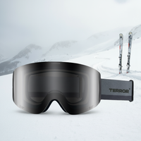 Petites lunettes de ski cylindriques unisexes professionnelles noires à double couche, en TPU photochromique HD, magnétiques et compatibles
