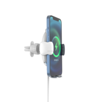 Chargeur de voiture sans fil 15W à charge rapide avec support magnétique pour téléphone, compatible avec tous les téléphones compatibles avec la technologie magnétique, entrée Type C