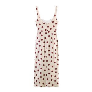 Vestido Bodycon de <span class=keywords><strong>Mujer</strong></span> con Estampado de Puntos Personalizado 2026, Vestido Midi sin Espalda con Tirantes Finos y Hombros Descubiertos, OEM/ODM por Fábrica de <span class=keywords><strong>Ropa</strong></span> China - Product Image 3