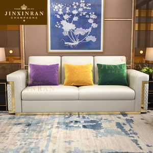 प्रकाश लक्जरी चमड़े loveseat सोफे कमरे में रहने वाले <span class=keywords><strong>2</strong></span> लोगों के लिए मुलायम गद्देदार तंग सीट कुशन सोफा सेट - Product Image 2