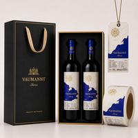 Juego de Empaque de Lujo para Vino, Etiquetas Autoadhesivas Personalizadas, Bolsas de Papel con su Propio Logotipo