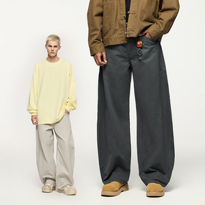 <span class=keywords><strong>Pantaloni</strong></span> Cargo da <span class=keywords><strong>Uomo</strong></span> QUICKSHOW XASUTEX a Vita Media, Tinti in Capo, con Chiusura a Bottoni, Gamba Larga, Vestibilità Ampia, Stile Scimitar e Design Drappeggiato - Product Image 3