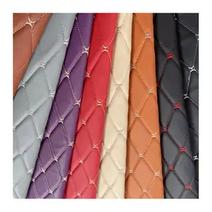 High Quality 6 Mm Thicken Foam Embroid Upholstery PVC Car Seat Faux Synthetic Leather For Car Headline Covers Sofa