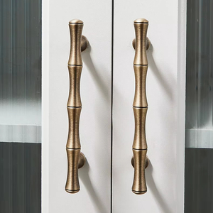 Chinese <strong>Antique</strong> <strong>Style</strong> Bamboo Joint Brass Handle Brushed Splash-Proof Surface Mounted Modern Simple <strong>Drawer</strong> Wardrobe Door Cabinet - Product Image 1