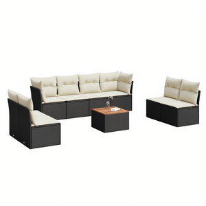 Black Garden <b>Sofa</b> <b>Set</b> With Cushions UV Resistant PE Rattan Outdoor Furniture Contemporary Design Waterproof - Product Image 1