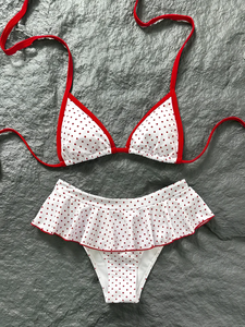 Costumi da Bagno a Pois per Donne, Bikini Personalizzato con Top Corto e Gonna, Set da Spiaggia in Due Pezzi Stile Y2k - Product Image 3