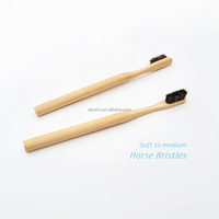 Brosse à dents en bambou à poils de cheval doux à moyens, sans plastique, entièrement biodégradable, nettoyage en profondeur, fabricant de brosses à dents avec logo personnalisé