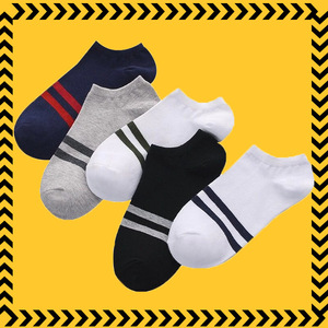 Men's Ankle <b>Socks</b> Two Stripe Solid Color <b>Polyester</b> Breathable Casual Summer Autumn - Product Image 4