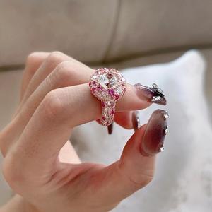 Bague Cœur Fille en Diamant Rose Dopamine, Argent Pur S925, Super Flash, Dégradé Rose Rouge, Corindon, Bague Cœur Dégradé Rose Éclatante - Product Image 4