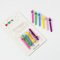 Bougies d'anniversaire en forme de cœur, 6 pièces, bougies de gâteau en forme de cœur avec motif sérigraphié, emballage sous blister pour la décoration de gâteaux