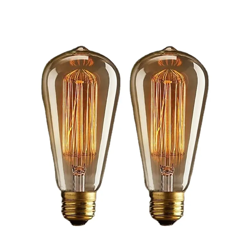 Tonghua VINTAGE Amber Glass SHELL EDISON Filament หลอดไฟ ST64-19AK E27 E26 โคมไฟหรี่แสงได้โคมไฟ