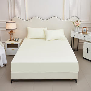 Sábana ajustable Sábana impermeable Funda <span class=keywords><strong>protectora</strong></span> suave de color sólido para hotel Funda de cama Colchón - Product Image 1