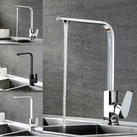 Robinet de cuisine de style campagnard, tuyau plat de haute qualité, acier inoxydable 304, montage sur plan, robinet de cuisine en cascade rotatif à 360 degrés pour évier