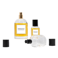 Flacons de parfum en verre de qualité supérieure en gros, 50 ml et 100 ml, avec un élégant capuchon pulvérisateur et un coffret cadeau pour une utilisation en marque privée