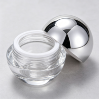 Flacon crème sphérique avec capuchon argenté électroplaqué, distributeur de crème pour le visage et crème pour les yeux en verre haute transparence