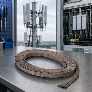 Gaine tressée de blindage EMI RFI en nylon étamé extensible pour la protection des faisceaux de câbles des stations de base 5G et des serveurs - Product Image 3