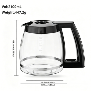 Jarra <span class=keywords><strong>de</strong></span> Repuesto <span class=keywords><strong>de</strong></span> Vidrio <span class=keywords><strong>de</strong></span> Borosilicato Alto <span class=keywords><strong>de</strong></span> 14 Tazas <span class=keywords><strong>para</strong></span> Cafetera Cuisinart, Jarra <span class=keywords><strong>de</strong></span> <span class=keywords><strong>Goteo</strong></span> Transparente <span class=keywords><strong>de</strong></span> Estilo Americano - Product Image 2