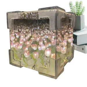 Regalo para el Día de la Madre, Lámpara de Noche LED con Espejo de Tulipanes 3D, Hecha a Mano, Moderna, para Dormitorio - Product Image 2