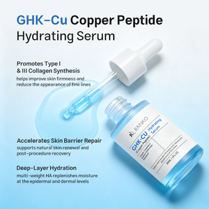 Suero Facial con Péptidos de Cobre GHK-Cu y Ácido Hialurónico de Marca Privada OEM, Hidratante Facial Multifuncional Antienvejecimiento para Uso Diario - Product Image 2