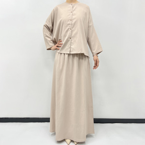 <span class=keywords><strong>Ensemble</strong></span> Abaya Jumpsuit Confortable pour Femmes Musulmanes - Tenue de Bureau Modeste Couleur Unie avec Pantalon - Vêtement Islamique Tendance - Product Image 5