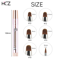 Pinceau de Nail Art Français avec Poignée en Métal Anti-Acétone Rose en Nylon, Design Rétractable, #10-18, Nouveauté
