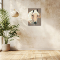 Kanluck Impressions d'art animaux Cheval Blanc sur toile, impression numérique, revêtement anti-UV/étanche/inaltérable, taille personnalisable, prêt à accrocher