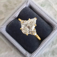 Armut Kesim Zirkon Yüzük, Kadınlar için, 8mm, Altın Kaplama Pirinç Gösterişli Gözyaşı Şeklinde Nişan Yüzüğü, Altın