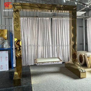 LEDA Birthday Party & Wedding Customized Stainless Steel Mirror Rectangle <b>Arch</b> Swing Metal <b>Decorative</b> Backdrop - Product Image 3