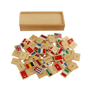 Großhandel flagge domino-GE094(NX) Montessori Kinder Holz pädagogische Kinder Spielzeug Flagge Domino