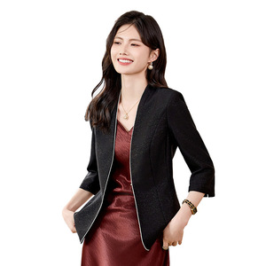 Women's Slim Fit Blazer Solid Color Polyester Anti-Wrinkle Spring Autumn 2025 Elegant High End Cinched Waist Design - Product Image 5