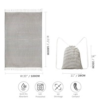 Serviette de plage turque à rayures avec sac à dos, grande taille pour adulte, broderie possible