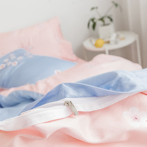 Khăn Trải Giường Dệt Gia Đình Họa Tiết Hoa Mận Bộ Chăn Ga Gối Đệm 100% <span class=keywords><strong>Cotton</strong></span> - Product Image 5