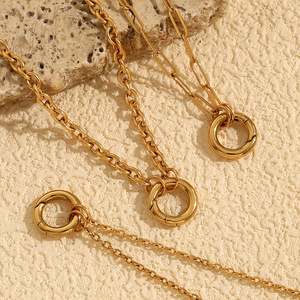 도매 신상 케이블 체인 스프링 버클 18K 금도금 스테인리스 스틸 목걸이 (기념일/약혼용) - Product Image 5