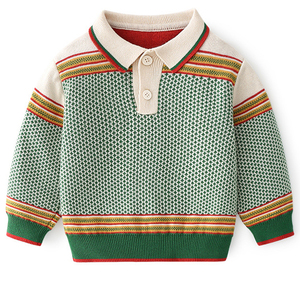 Pull en tricot à col polo style coréen pour garçons, pull épais pour bébé, vêtements en tricot pour enfants, automne-hiver - Product Image 4