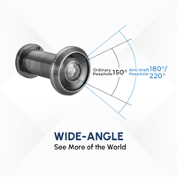 Viseur de porte moderne ultra grand angle 180 degrés en alliage de zinc avec lentille en plastique