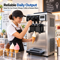 Machine à glace molle professionnelle 3 saveurs (2+1 mélange) verticale en acier inoxydable sur pied avec écran LCD pour usine de snacks