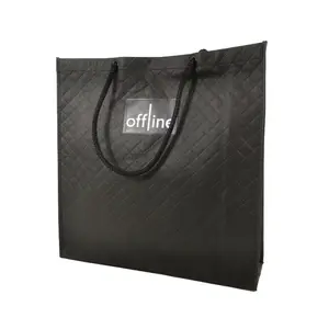 Custom eco friendly black color non-woven embossed tote shopping fabric bag