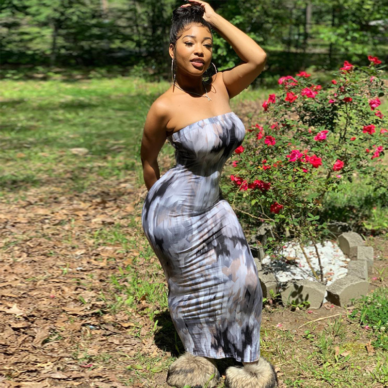 2021 summer Amazon hot sale red tie dyed printed bodycon maxi dress 2021  wholesale elegant bandage fashion ladies dresses summer| Alibaba.com