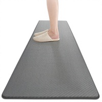 Tapis de cuisine carré en PVC anti-fatigue, épaissi, couleur unie, avec bande en cuir, imperméable, résistant à l'huile et antidérapant, pour usage domestique transfrontalier