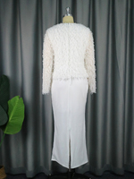 Robes blanches élégantes de Noël à manches longues et glands pour femmes de grande taille