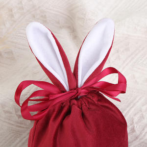 Bolsas de Regalo de Conejito de Pascua, Bolsas de Terciopelo con Orejas de Conejo y Cordones - Product Image 5